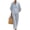 346#Sky Blue, variant on Linen Sets for Women 2 Piece Summer Casual Short Sleeve V Neck Button down Shirts Matching Loose Wide Leg Pants Navy L
