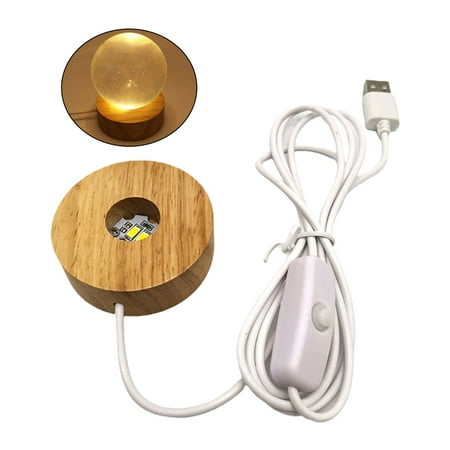 

Round Wooden 3D Night Light Base Holder LED Display Stand for Crystals Glass