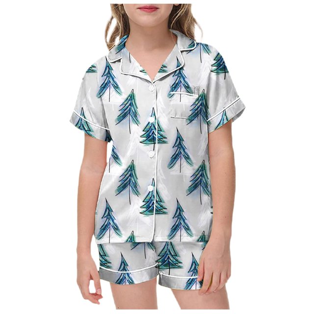 WEAIXIMIUNG Children's Shirt And Pants Set Christmas Pyjamas Set With Pockets Christmas Set 10-11 Years