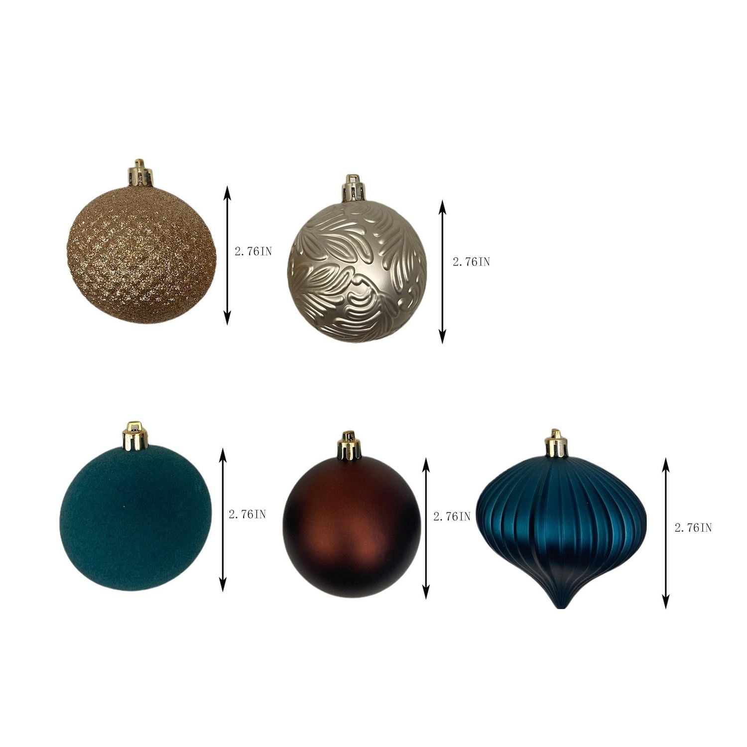 FRAÎCHE Holiday Shatterproof 70MM Ornaments Set, 45 pack