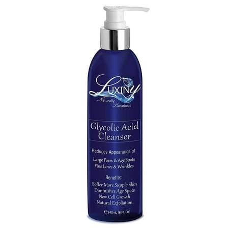 10% Glycolic Acid Face Wash Exfoliating Pore Cleanser & Minimizer for Women/Men, 8 oz Vegan Natural AHA Facial & Acne Body Wash, Dark Spot Remover, Anti Aging for Oily Skin Keratosis Pilaris Treatment