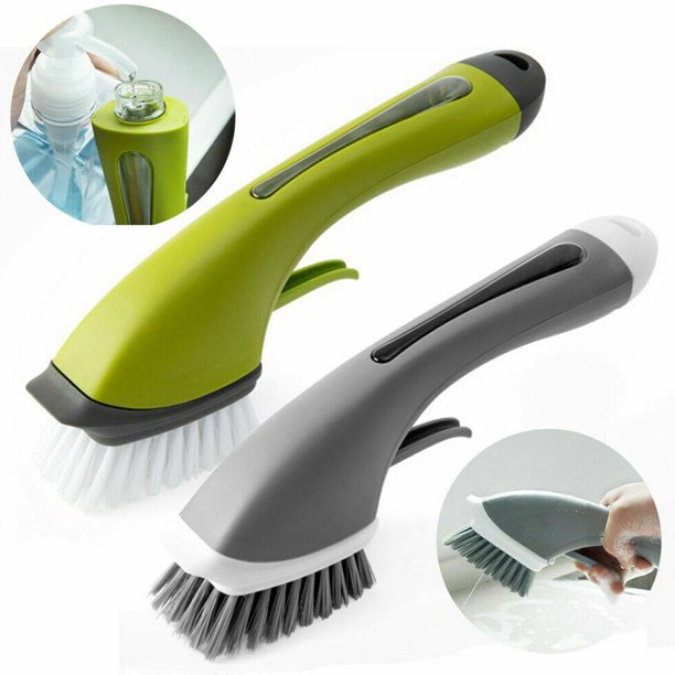 Nonscratch Dish Brush with Soap Dispenser, Scrub Brush for Washing Dishes & Kitchen Sink with