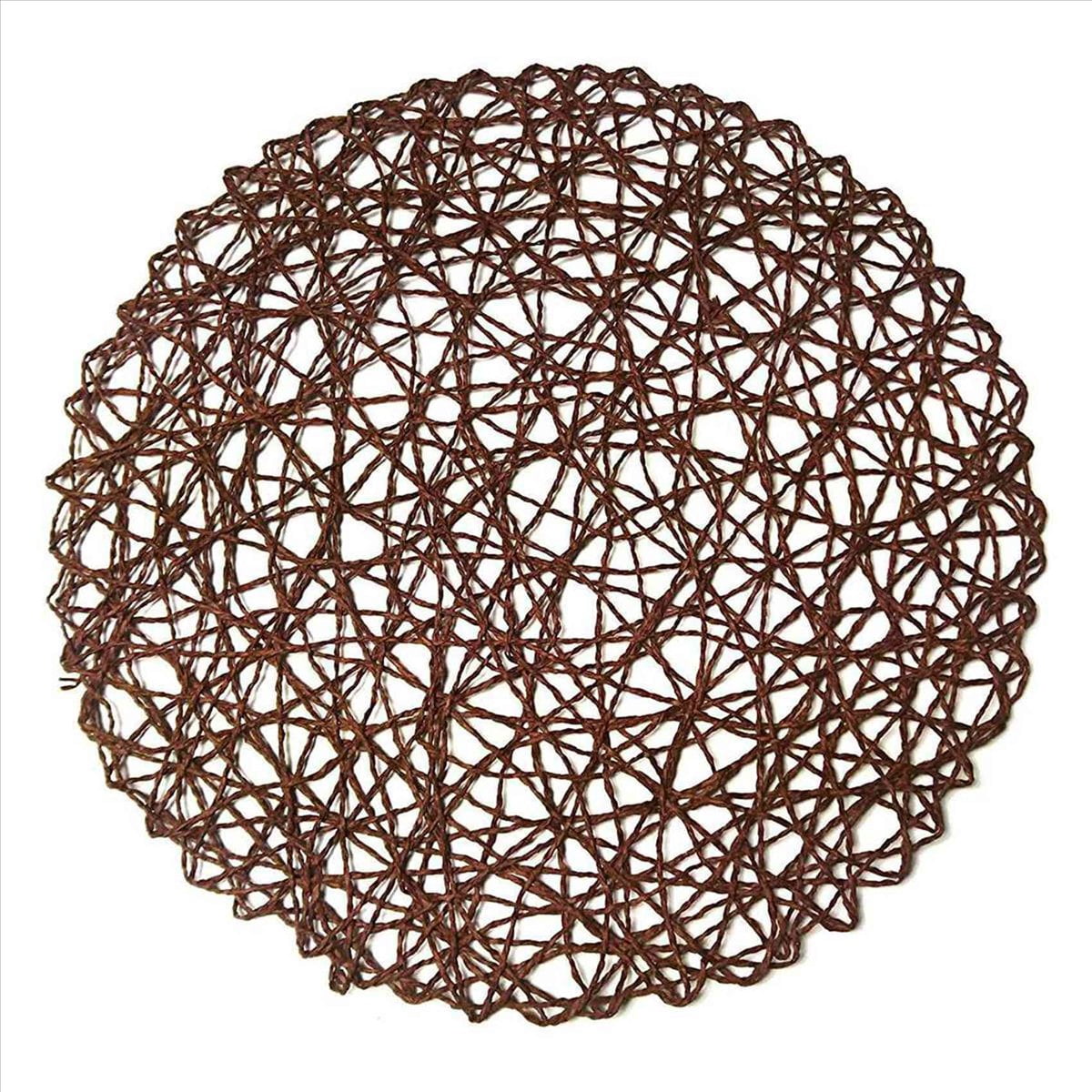 Round Paper Fiber Woven Place Mats Decorative Braided Natural Mat Holidays Parties Decor 15 Inch Set of 36 (Coffe)