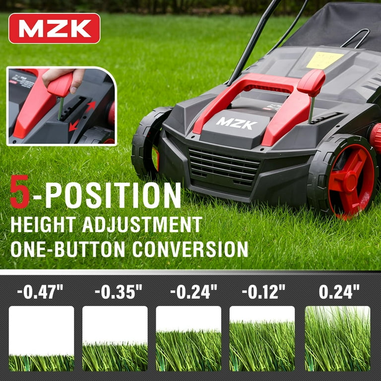 MZK 15-inch 13-Amp 2-in-1 Electric Dethatcher and Scarifier w