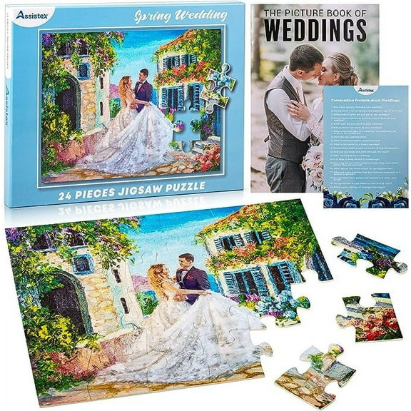 Assistex Dementia Jigsaw 24 Large Puzzle for Seniors - Alzheimer's Activity for Adults with Conversation Prompts - Best Memory Game for Patiens in Nursing Home - Build in Box Activities for Elderly
