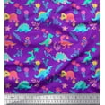 thumbnail image 1 of Soimoi Purple Heavy Canvas Fabric Aster Flower & Dinosaur Kids Printed Fabric 1 Yard 58 Inch Wide, 1 of 1