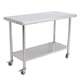 thumbnail image 1 of Yeshouse Mesa de acero inoxidable para preparación y trabajo con protector contra salpicaduras, mesa de cocina resistente con estante inferior ajustable y patas para restaurantes, hogares y hoteles, 1 of 6