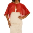 thumbnail image 2 of AHMOMEI Women’s Sheer Chiffon Capelet Shrug, Open Front Pearl Clasp Cover Up, Lightweight Solid Color Wrap for Evening Dresses Wedding Party (Red), 2 of 3