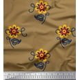 thumbnail image 3 of Soimoi Brown Rayon Fabric Leaves & Floral Ethnic Print Sewing Fabric Yard 56 Inch Wide, 3 of 3