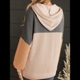 thumbnail image 4 of Sudadera con Capucha para Mujer, de Gran Tamaño, con Bloques de Color, Larga y Cordón Ajustable, Estilo Casual, Otoño 2025 Caqui Negro M, 4 of 5