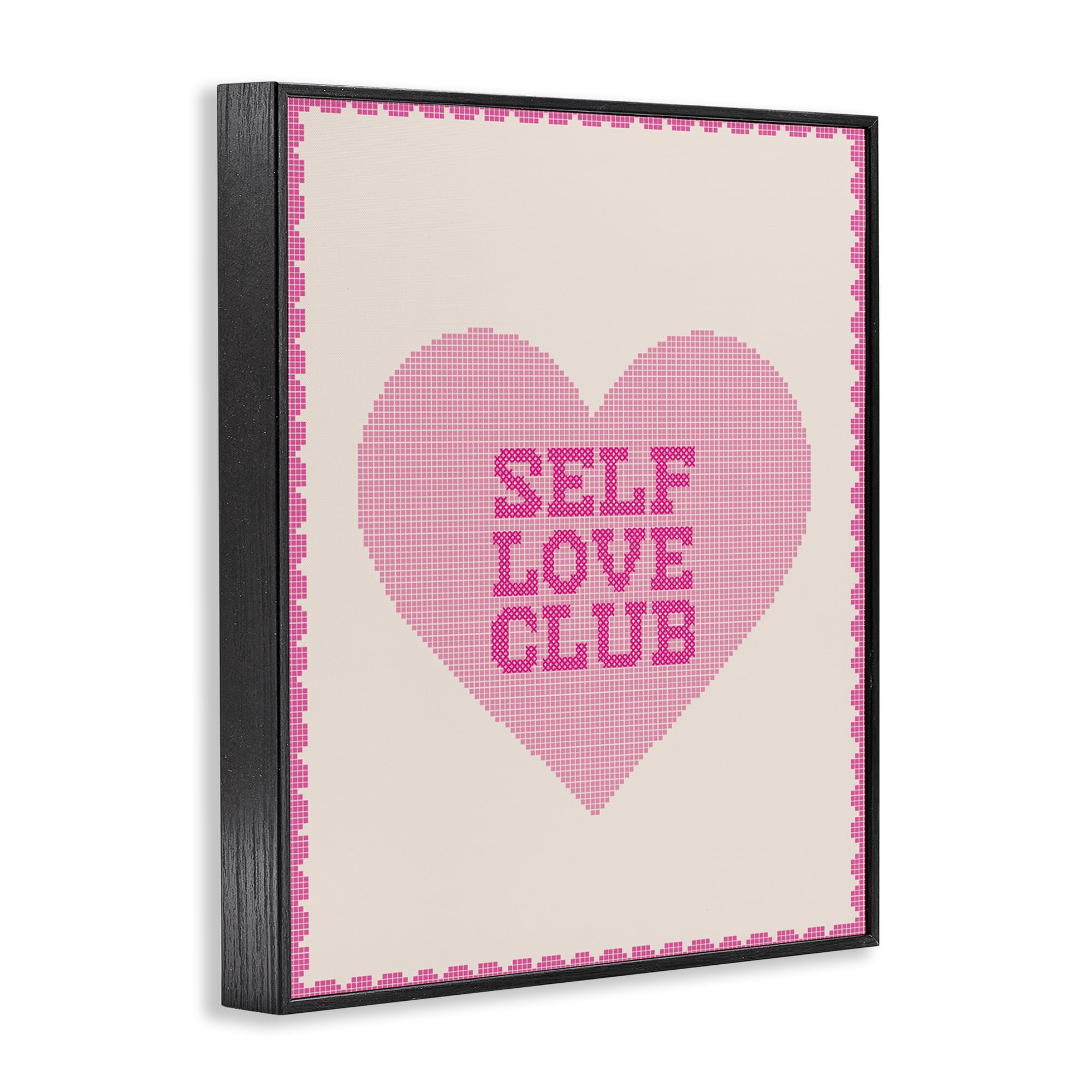Stupell Industries Self Love Club Pixel Heart Black Framed Giclee Art, design by Lil' Rue