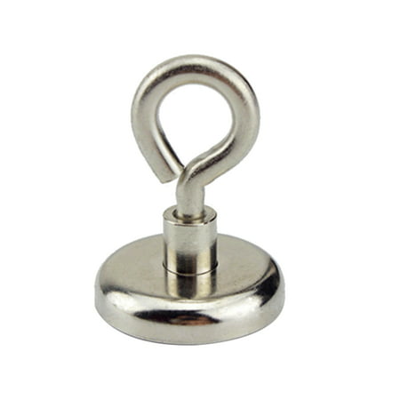 Round Strong Neodymium Magnet Outdoor Salvage Fishing Lifting Accessory with Hook - 68kg Pulling Force