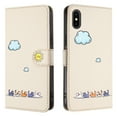 thumbnail image 3 of JTCASES for iPhone X/XS Wallet Case, Lovely Cat Pattern PU Leather Shockproof TPU with Card Slots Cash Pocket Magnetic Closure Removeable Wrisr Strap Stand for iPhone X/XS, Beige, 3 of 8