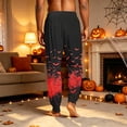 thumbnail image 7 of Men's Halloween Bat Pajama Pants with Pockets & Drawstring - Cuffed Jogger Sleep Bottoms for Men, Elastic Waist Soft Lightweight Lounge Homewear Red M, 7 of 7