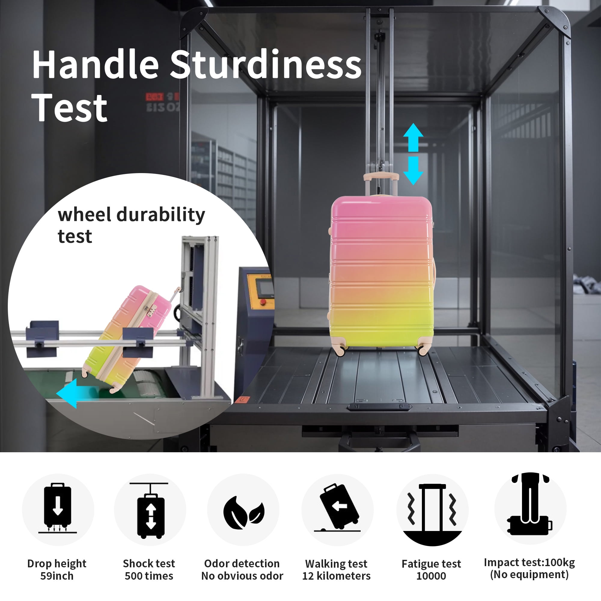 MAYEERTY 3-Piece Gradient Color PC Luggage Set with TSA Lock for Travel, 20"+24"+28"Lightweight&Hardshell Suitcases
