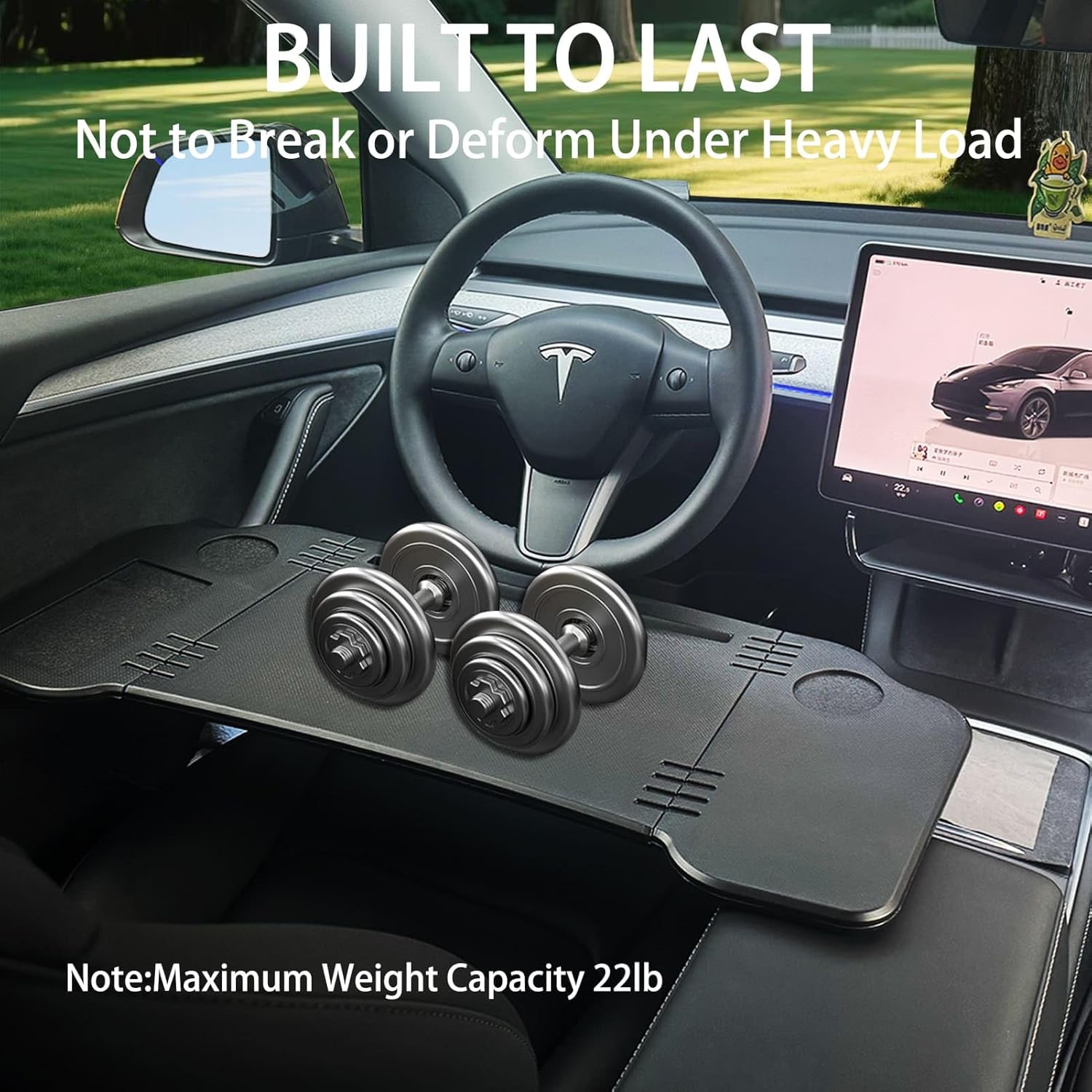 Car Desk for Tesla Model 3 Y, Foldable Tesla Desk for Laptop, Car Table Tray for Tesla Passenger Seat, Tesla Table Travel Tray for Kids, Food & Tablets, Tesla Tray Long Trip Essentials