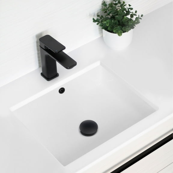 Stylish Undermount 19.50" W x 15.50" D White Rectangular Porcelain Bathroom Sink with 2 overflow rings P-204