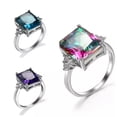 thumbnail image 2 of QQTDFG Women's 925 Silver Filled Gorgeous Square Cubic Zirconia Engagement Ring Jewelry-#1-10, 2 of 7