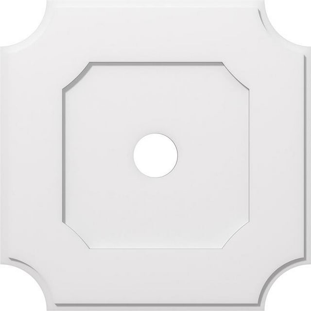 Ekena Millwork CMP28LE-04000 28 in. OD x 4 in. ID Square Locke Architectural Grade PVC Contemporary Ceiling Medallion