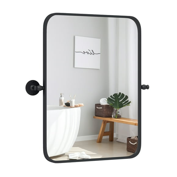 Patiojoy 30 x 22 Inch Pivot Bathroom Mirror Rectangular Tilting Vanity Mirror w/ Shatter-Proof Film Expansion Screws