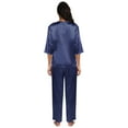 thumbnail image 7 of Baywell Women's Soft Satin Pajama Loungewear Set Short Sleeve V Neeck Sleepwear Top with Pants 2 Piece PJs Lounge Set S-2XL, 7 of 7