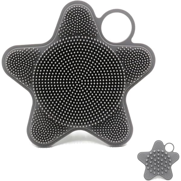 wonima11 LUCKSTELLA 2 in 1 Silicone Body Scrubber, Food-Grade Silicone Body Brush for Shower, Gentle Exfoliating and Lather Well, Gentle Scrubber for Sensitive Skin, Easy-to-Clean(Grey,1-Pack)