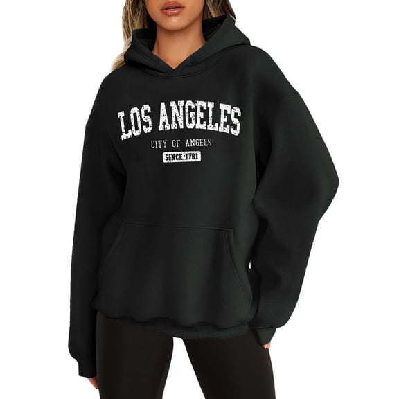 Tanghaowl Women Sweatshirt Casual Hoodie with Pocket Long Sleeve Pullover Sweatshirt Comfortable Loose Fit Hooded Top Black S