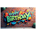 thumbnail image 3 of Happy Birthday Banner Background Colorful Backdrop Wall Party Decorations Festive Event Supplies Celebration Graffiti Photography Props, 3 of 4