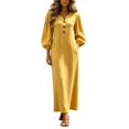 thumbnail image 2 of Boho Dresses for Women 3/4 Length Puff Sleeve V Neck Casual Maxi Dress with Pockets Vacation Beach Dress, 2 of 5