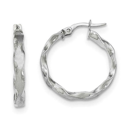 Primal Gold 14 Karat White Gold Patterned Hoop Earrings