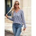 thumbnail image 2 of Womens Waffle Knit Tops V Neck Long Sleeve Shirts Dresy Casual Blouses Fall Outfits 2025, 2 of 8
