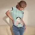 thumbnail image 3 of Fotbe White Bunny Bottom And Easter Eggs Body de Mujer con Cuello Redondo y Mangas Cortas, Sin Mangas Ajustado, Suave, Cómodo y Básico-Large, 3 of 7