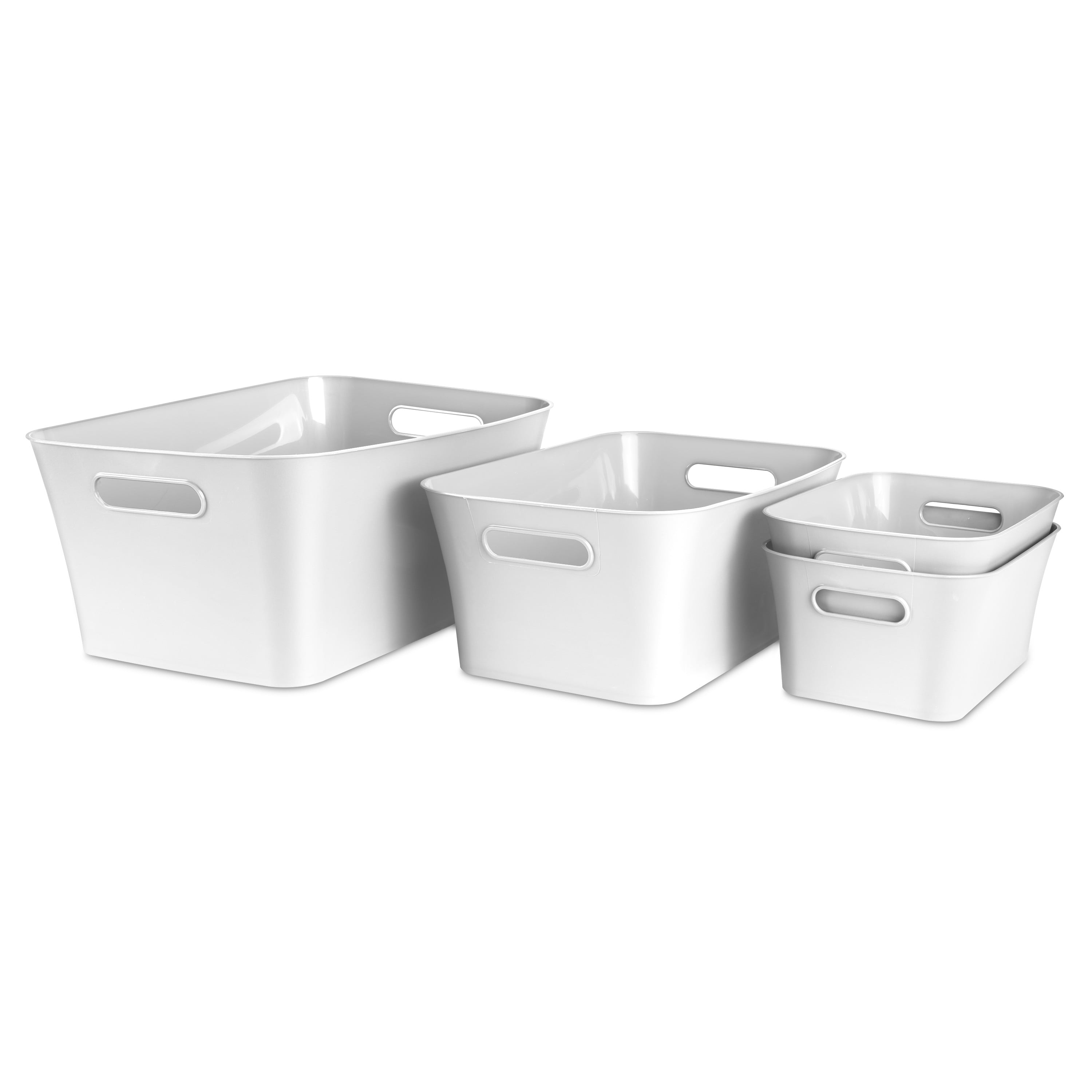 (6 pack) Mainstays Small White 2-Pack Plastic Storage Bins, 9.5 in x 6.8 in x 4.3 in