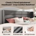 thumbnail image 5 of Frostbloom King Size Linen Upholstered Platform Bed Frame with Wingback Headboard, No Box Spring Needed, Dark Gray, 5 of 8