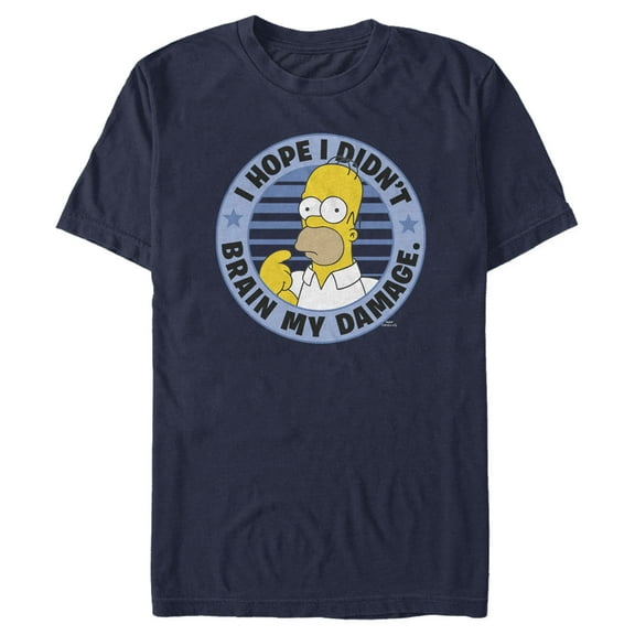 Men's The Simpsons Brain My Damage Graphic Tee Navy Blue Small