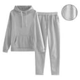 thumbnail image 3 of STETMN Solid Two Piece Outfits for Women Hoodie Long Sleeve Sweatshirt Drawstring Jogger Sweatpants Tracksuit Sets, 3 of 7