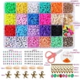 thumbnail image 2 of 4000 cuentas de arcilla polimérica de 18 colores, cuentas planas de 6 mm, con cuentas de arcilla, cuentas de letras, anillos de salto, colgantes, hilo de cristal para hacer joyas, pulseras y collares., 2 of 3