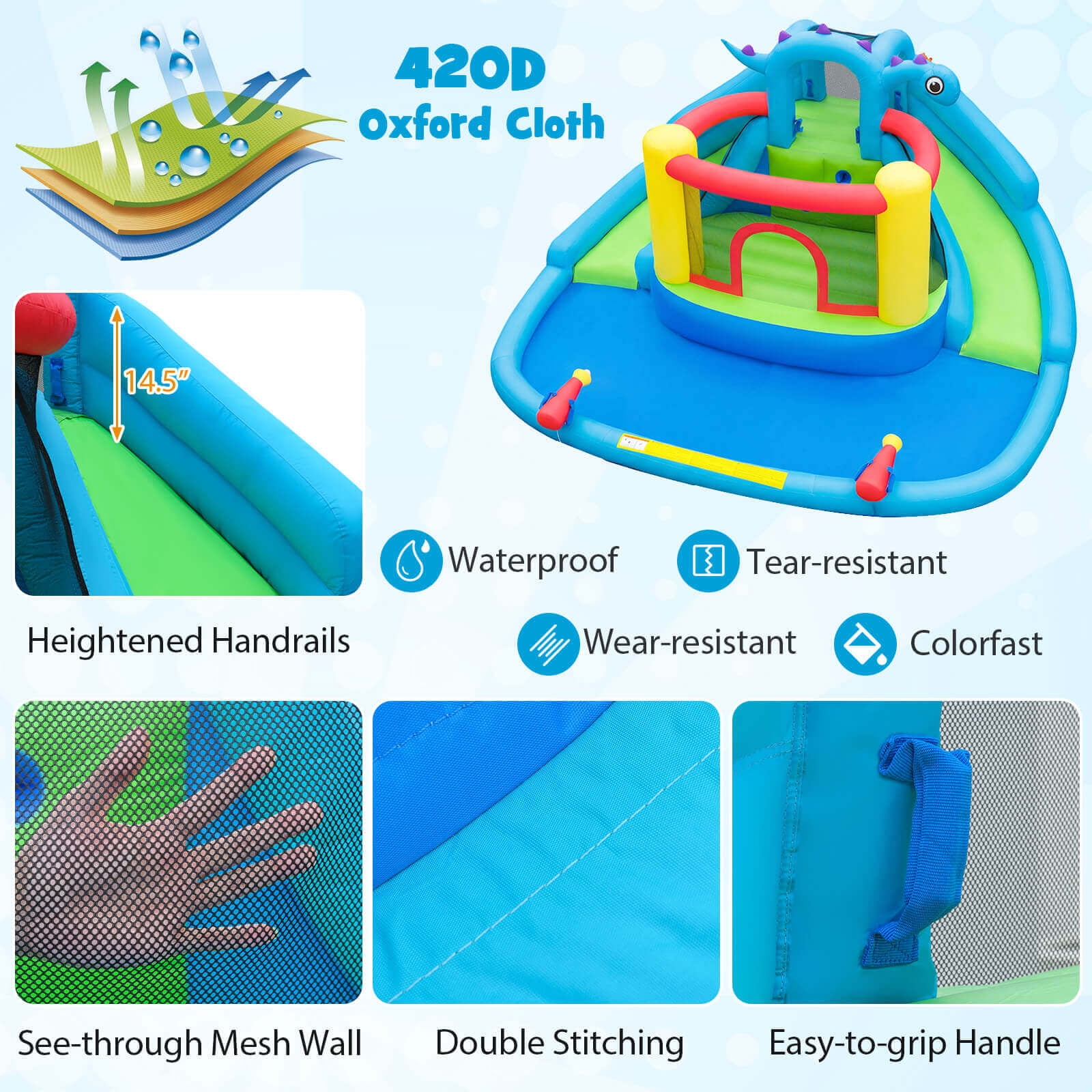 Infans Inflatable Water Slide Park w/Double Slides Jumping Area Splash Pool 950W Blower