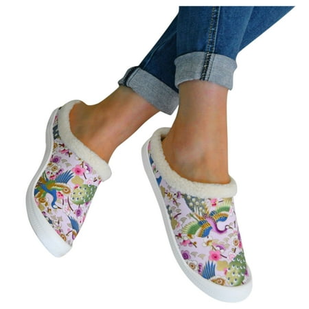 

f21 Women s Canvas Shoes Vulcanize Soft Womens Autumn Loafers Flat Shoes Add Velvet To Keep Warm Slippers Casual Shoes Size 9 Pink Wide