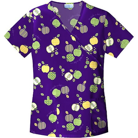 Cherokee Basic Scrubs - Simply Basic Apple Festival Mock Wrap Scrub Top