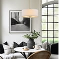 thumbnail image 6 of Kira Home Nolan 18" Drum Chandelier with White Fabric Shade, 3-Light Gold Pendant Light with Glass Diffuser, Cool Brass, 6 of 6
