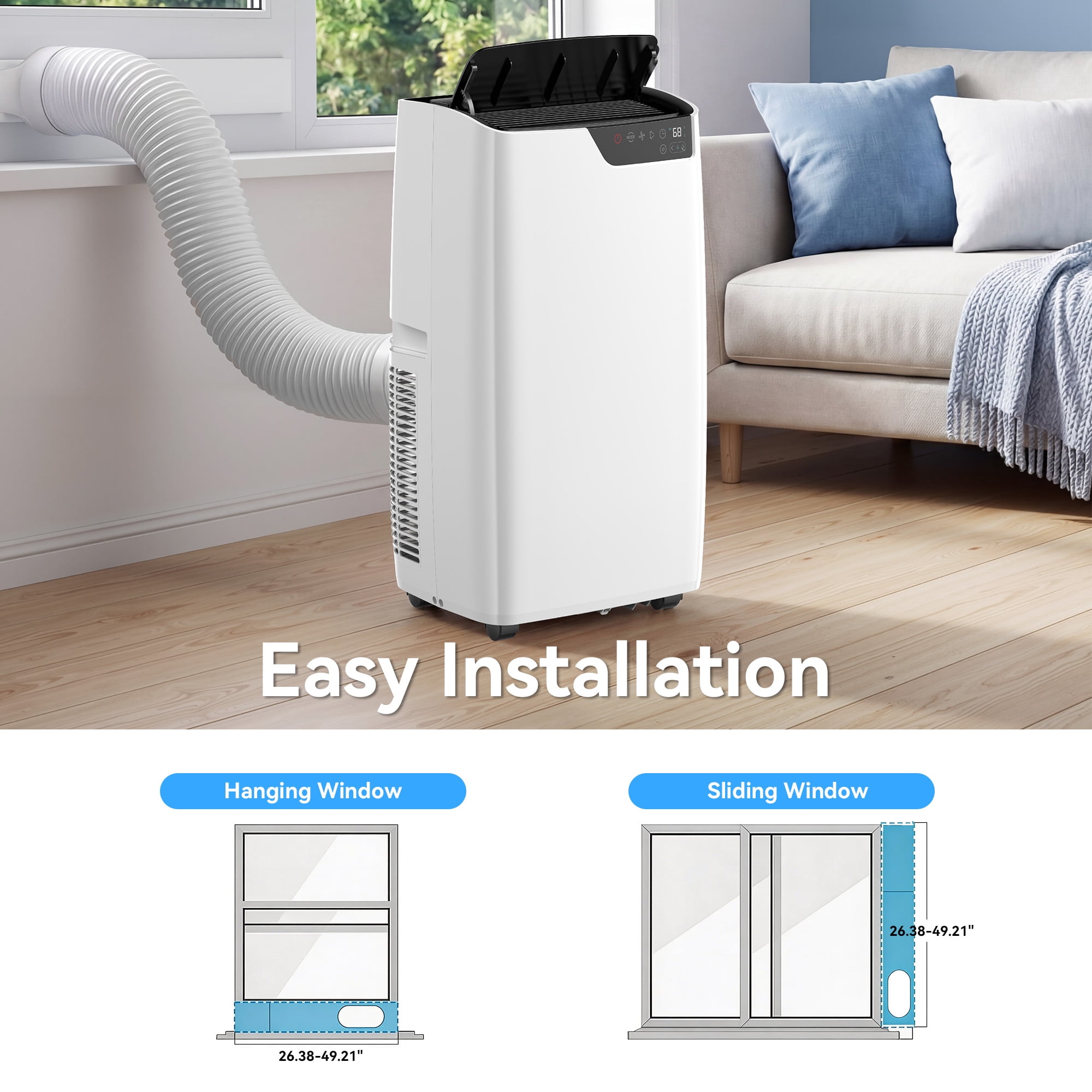ELEKA 16000BTU Portable Air Conditioners with Remote Control,4-in-1 Standing Air Conditioner Up to 750 Sq.Ft. 24H Timer, Include Installation Kits