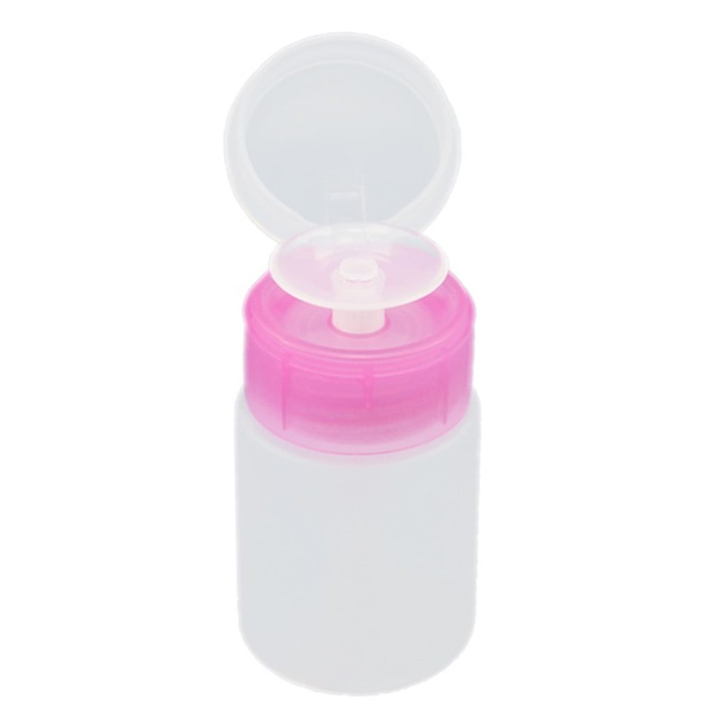 120ml Pink Push Down Empty Pump Dispenser Nail Polish Remover Alcohol Clear  Bottle Salon Supplies 