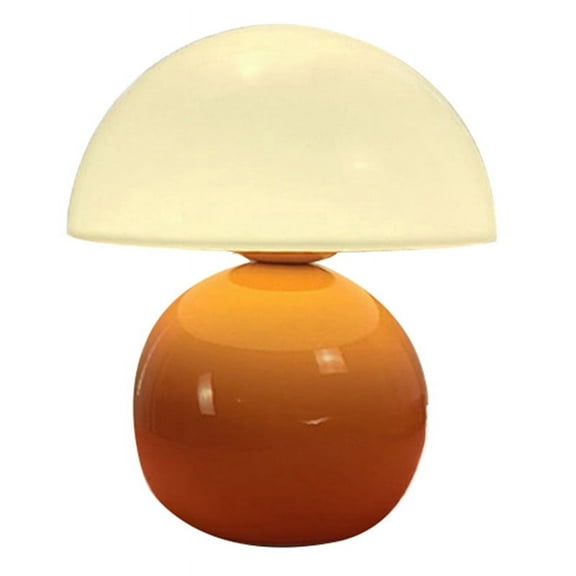 Mushroom Lamp Table Bedside Nightstand Lamp for Bedroom Cute Mini Mid Century Modern Lamp Dimmable Orange US Plug