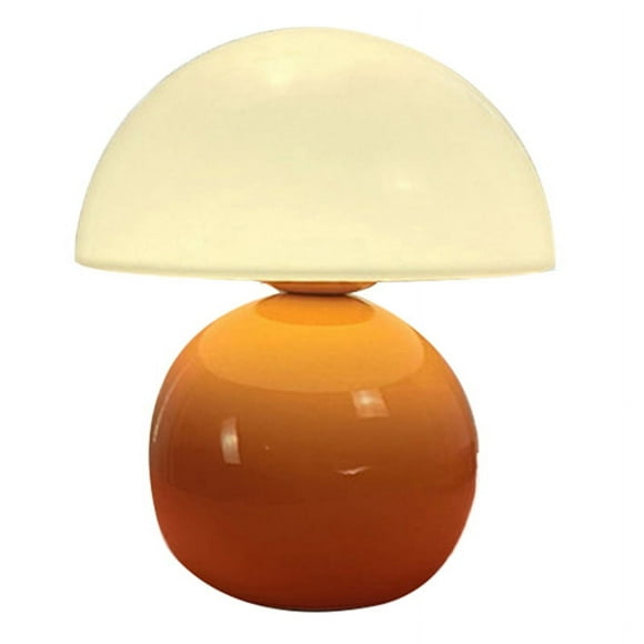Mushroom Lamp Table Bedside Nightstand Lamp for Bedroom Cute Mini Mid Century Modern Lamp Dimmable Orange US Plug,1 x lamp holder 1 x lamp cap 1 x bulb 1 x English Instruction Manual,Orange