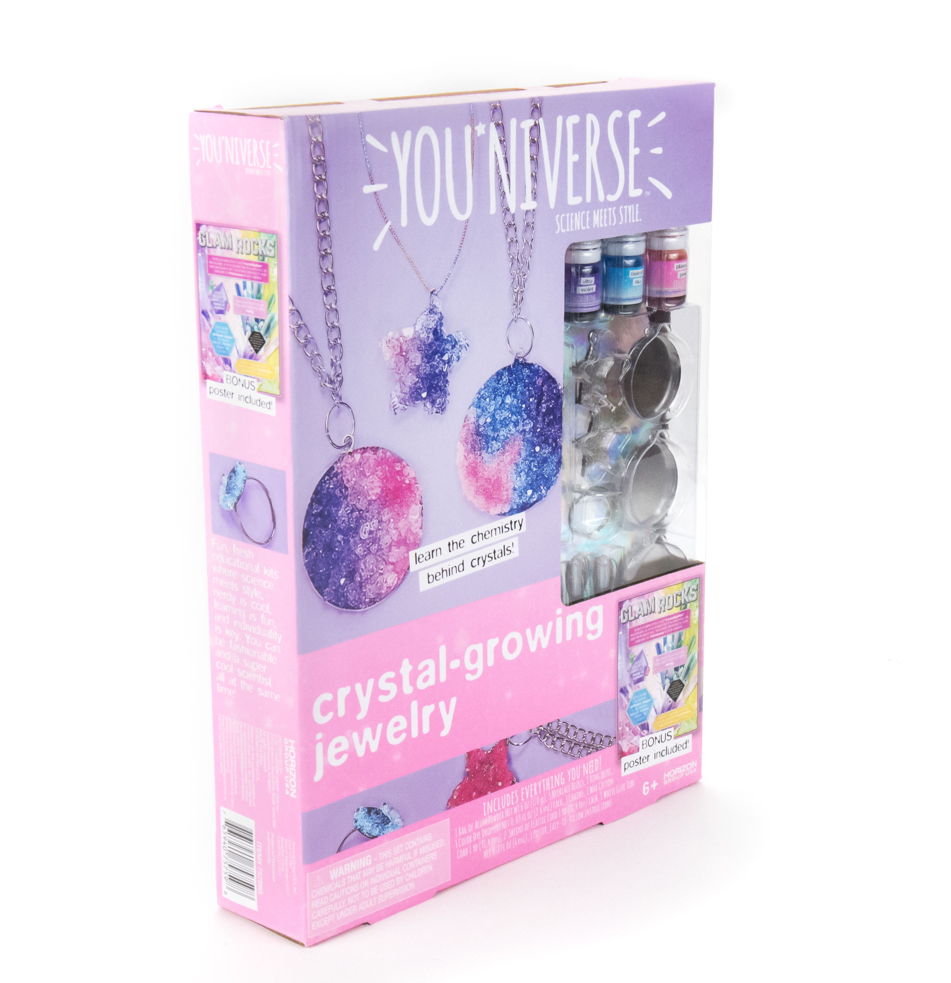 YOUniverse Crystal Growing Jewelry Kit, Art & Craft Kits For Boys & Girls, Kids & Teens