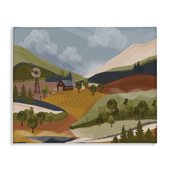 Stupell Industries Rustic Lodge Rolling Country Hills Farm Scenery Canvas Art, 40 x 30, by Lisa Perry Whitebutton