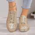 thumbnail image 4 of Women's Carnival Shoes Fashion Glitter Slip On Casual Party Evening Lace Up Flat Loafers Sparkly Ankle Shoes, 4 of 8