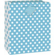 (3 Pack) Light Blue Polka Dot Gift Bag