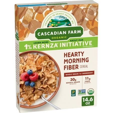 Cascadian Farm Organic Hearty Morning Fiber Cereal, Made with Whole Grain, 14.6 oz